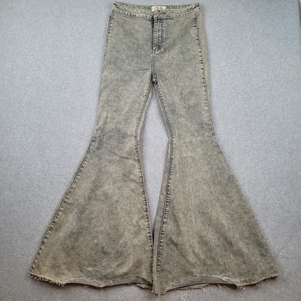 We The Free Jeans Womens 28 Gray Just Float On Flare Acid Wash High Rise Denim - Picture 1 of 8